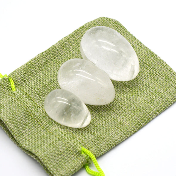 Clear Quartz Medium Size Women Vagina Yoni Eggs Set